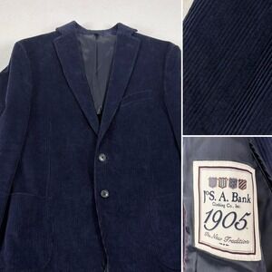 Jos. A. Bank 1905 Navy Blue Corduroy Blazer Sport Coat Mens 42R Preppy Academia